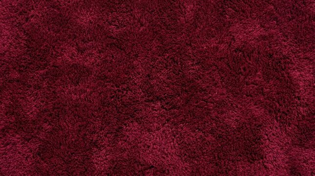 Deep Burgundy Red Shag Carpet Texture Background - Soft Plush Fabric Surface for Interior Design and Decor