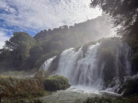 Marmore Falls, man-made waterfall in Umbria, Italy