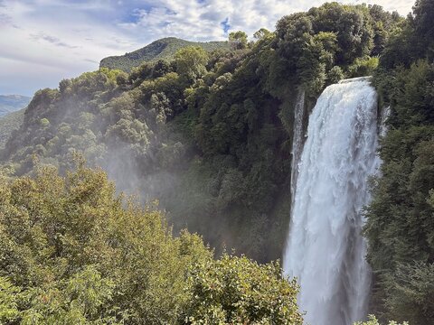 Marmore Falls, man-made waterfall in Umbria, Italy