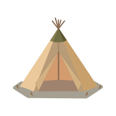 Teepee tent icon, flat vector illustration of a traditional conical native american dwelling © SM