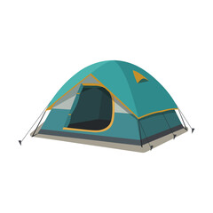 A blue dome camping tent for outdoor activities, travel, and adventure, featuring a simple design for easy setup in nature © SM
