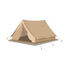 Simple beige camping tent illustration, classic aframe shelter for outdoor recreation and hiking trips © SM