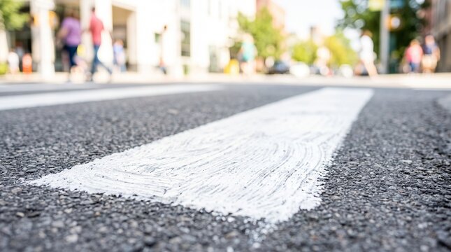 Painted crosswalk white stripe texture on urban street  