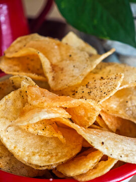 bucket of potato chips, Mallorca, Balearic Islands, Spain