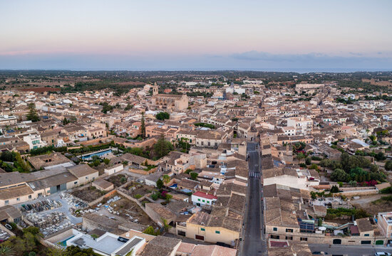 town of Santany&iacute; aerial view, region of migjorn, Mallorca, Balearic Islands, Spain