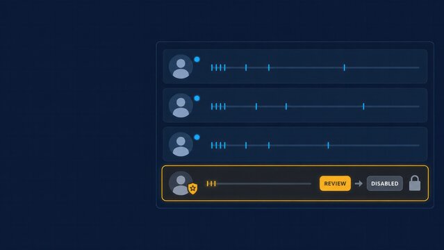Privileged user account disabled on security review dashboard infographic
