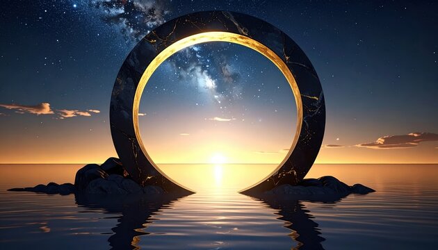 Mysterious Portal to Another Dimension at Sunset.