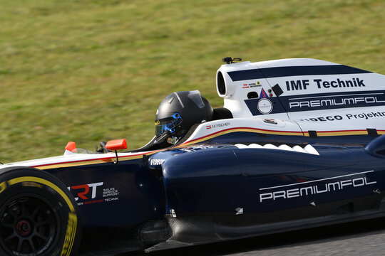 Scarperia, Italy - October 2th 2026: Dallara World Series V8 T12 Gibson Evo of year 2012 drive by unknown in action during practice session at Mugello Circuit.