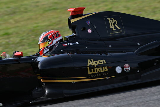 Scarperia, Italy - October 2th 2026: Dallara World Series V8 T12 Gibson Evo of year 2012 drive by unknown in action during practice session at Mugello Circuit.