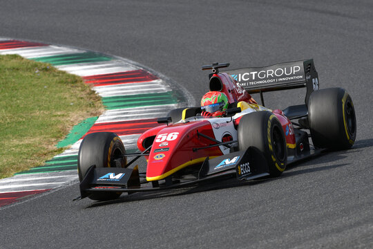Scarperia, Italy - October 2th 2026: Dallara World Series V8 T12 Gibson Evo of year 2012 drive by unknown in action during practice session at Mugello Circuit.