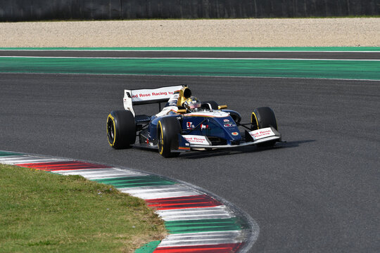 Scarperia, Italy - October 2th 2026: Dallara World Series V8 T12 Gibson Evo of year 2012 drive by unknown in action during practice session at Mugello Circuit.