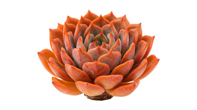 Orange echeveria succulent plant features dense fleshy rosette leaves for botanical floral compositions.