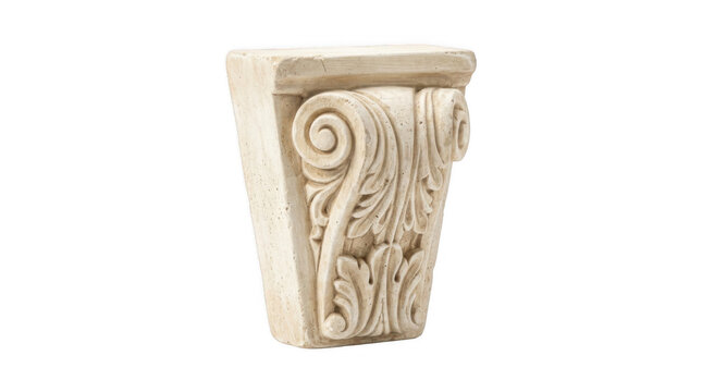 Carved acanthus leaf corbel isolated on transparent background