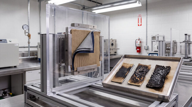 Arc Resistant Fabric Test Specimen in Laboratory