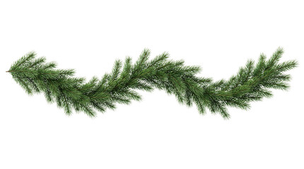 Green fir tree garland with frosted tips isolated on transparent png © PNG Studio 99