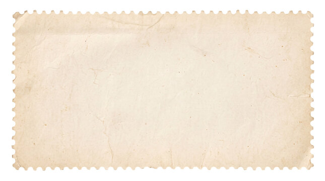 Old blank postage stamp with perforated isolated on transparent png
