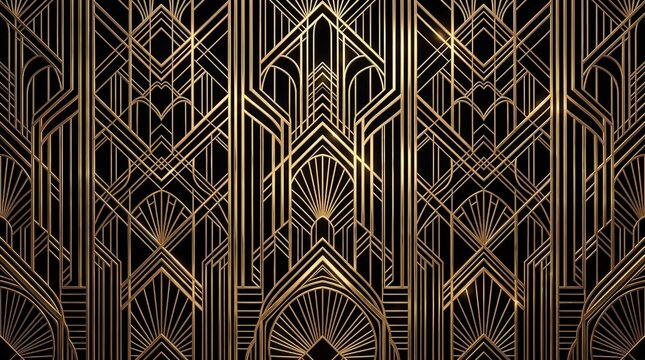 Elegant gold geometric art deco pattern for modern data center server