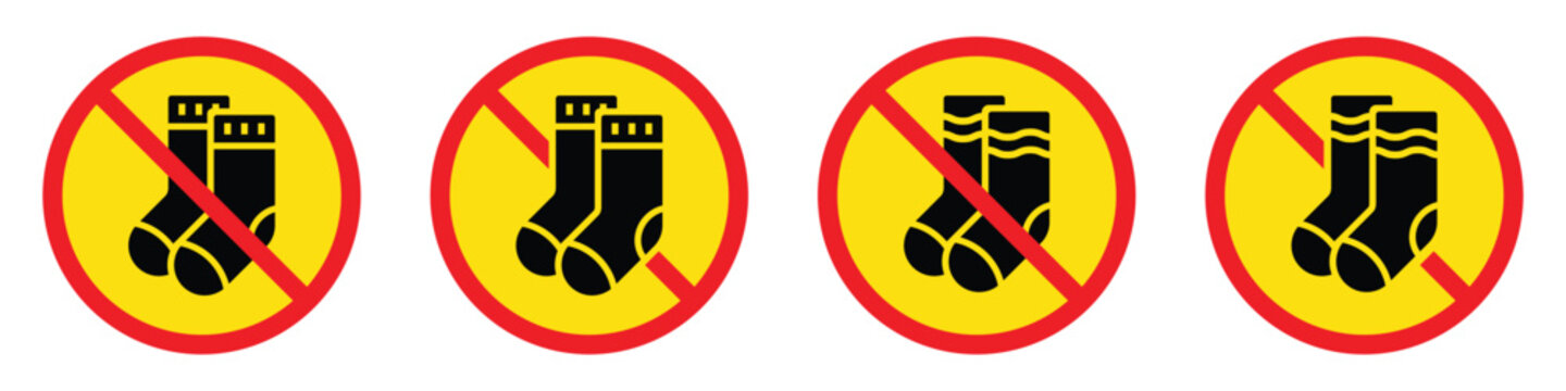 No sock icon. Sock prohibition icon illustration