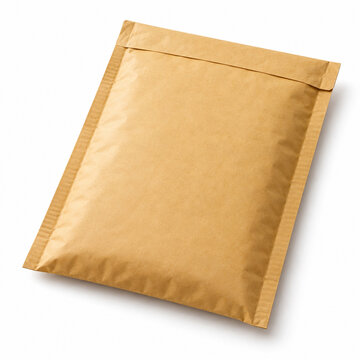 Blank kraft padded mailing envelope isolated on white