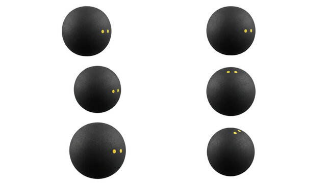 Six matte black bocce balls arranged in two vertical columns on a neutral gray background, isolated on a, transparent background