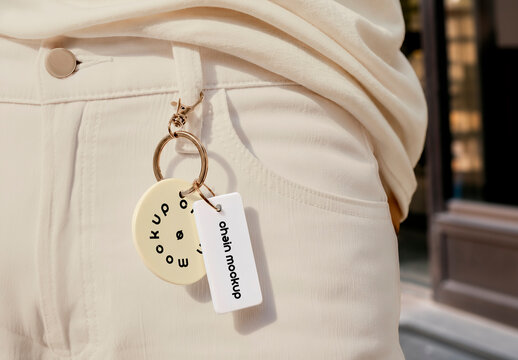 Apparel Dual Keychain Mockup