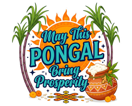 May This Pongal Bring Prosperity Teal Typography