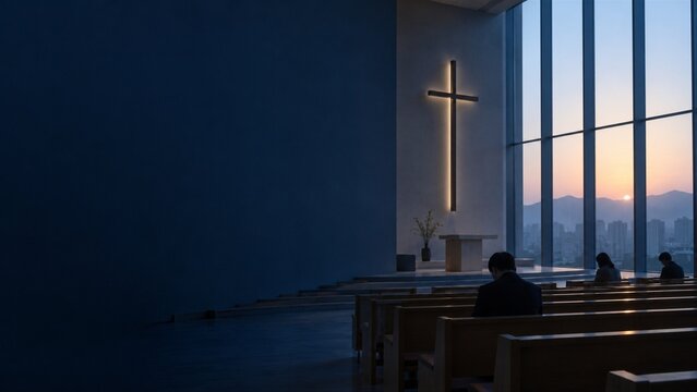 Early morning prayer in modern Korean church