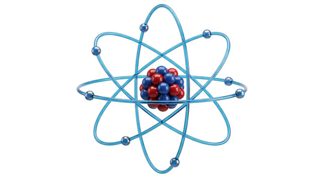 3d atomic model with nucleus and isolated on transparent png