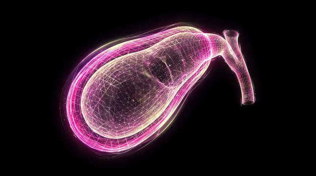 Detailed illustration of the human gallbladder with emphasis on internal and external structures