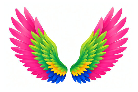 Pair of rainbow feathered carnival wings