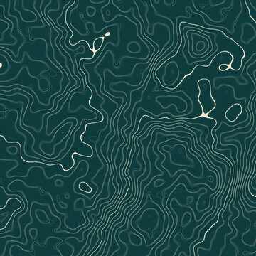 Topographic contour lines map pattern on dark green
