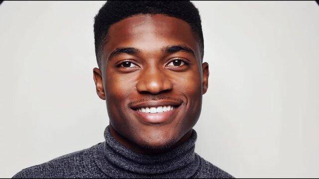 A person smiling at the camera, wearing a turtle neck sweater