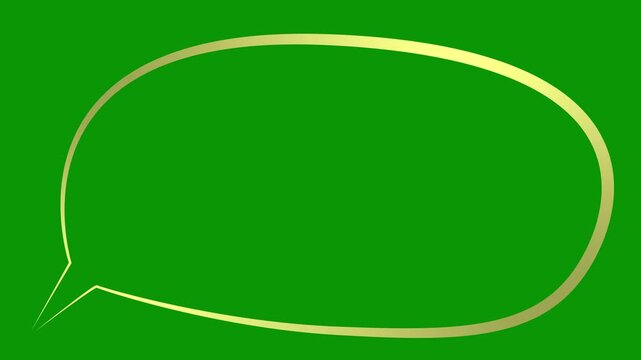 Animated golden blank speech bubble symbol. Doodle of chat balloon with copy space. Looped video. Linear cloud bubble, dialog balloon, empty conversation message isolated on green background.