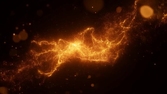 Glowing Orange Energy Particles Swirling Across a Dark Abstract Background
