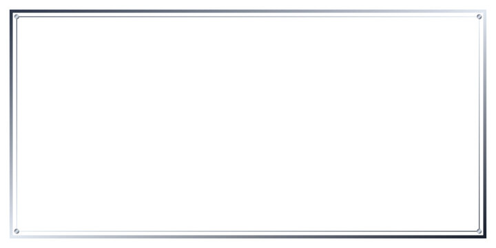 Elegant silver rectangle frame with clean lines on checkered background for design.