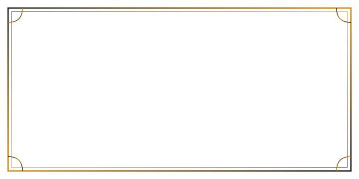 Gold art deco style thin line border frame with rounded corner accents for web.