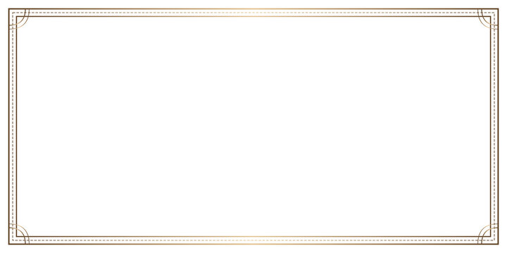 Golden dotted outline frame with classic corner details for vintage design element.