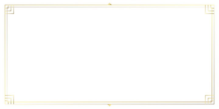 Golden elegant thin line rectangular frame for certificates invitations and banners.