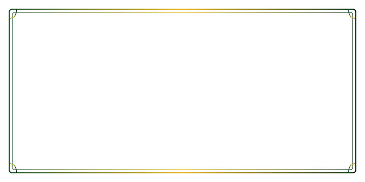 Green and gold decorative rectangular frame for elegant borders and design.
