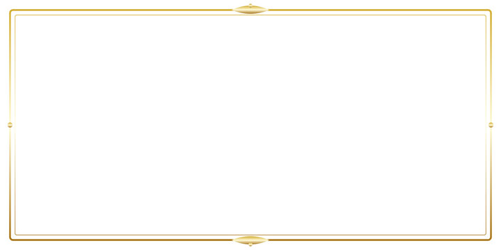 Golden rectangular frame with classic symmetrical ornaments for elegant presentations.