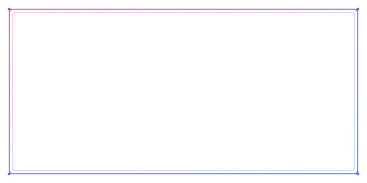 Neon gradient frame with vibrant pink and blue colors on transparent background.
