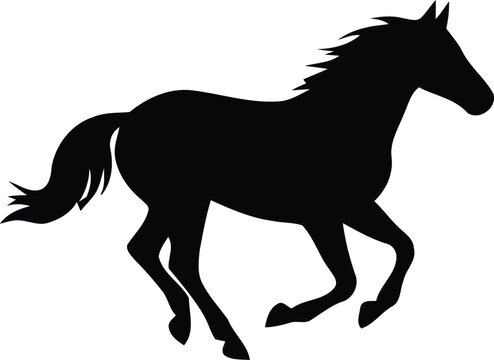 Galloping wild horse silhouette vector graphic