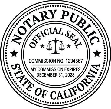 Notary public official seal state of california stamp