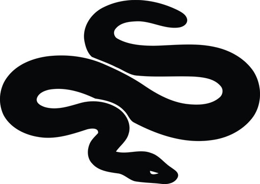 Slithering python snake coiled silhouette vector