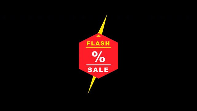 Mega discount big sale flash labels with lightning bolt icons. 4k