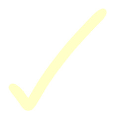 A pale yellow checkmark symbol with a brush stroke texture on a white background © Moddy