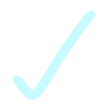 A simple, light blue checkmark drawn in a fluid, sweeping motion. The mark is minimalistic and clean, suggesting completion or affirmation