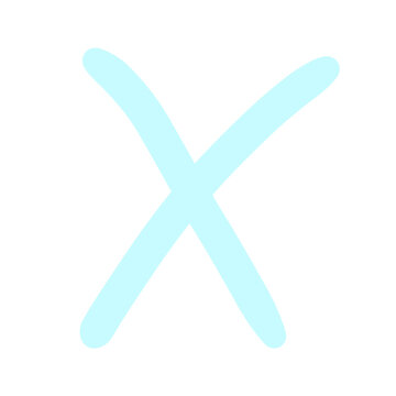 A simple pastel blue cross mark, signifying rejection or incorrectness
