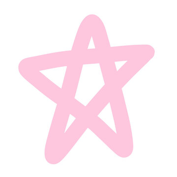 A simple pink hand-drawn star on a white background