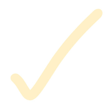 A simple, pale yellow checkmark symbol. It is a clean, graphic representation of approval or confirmation